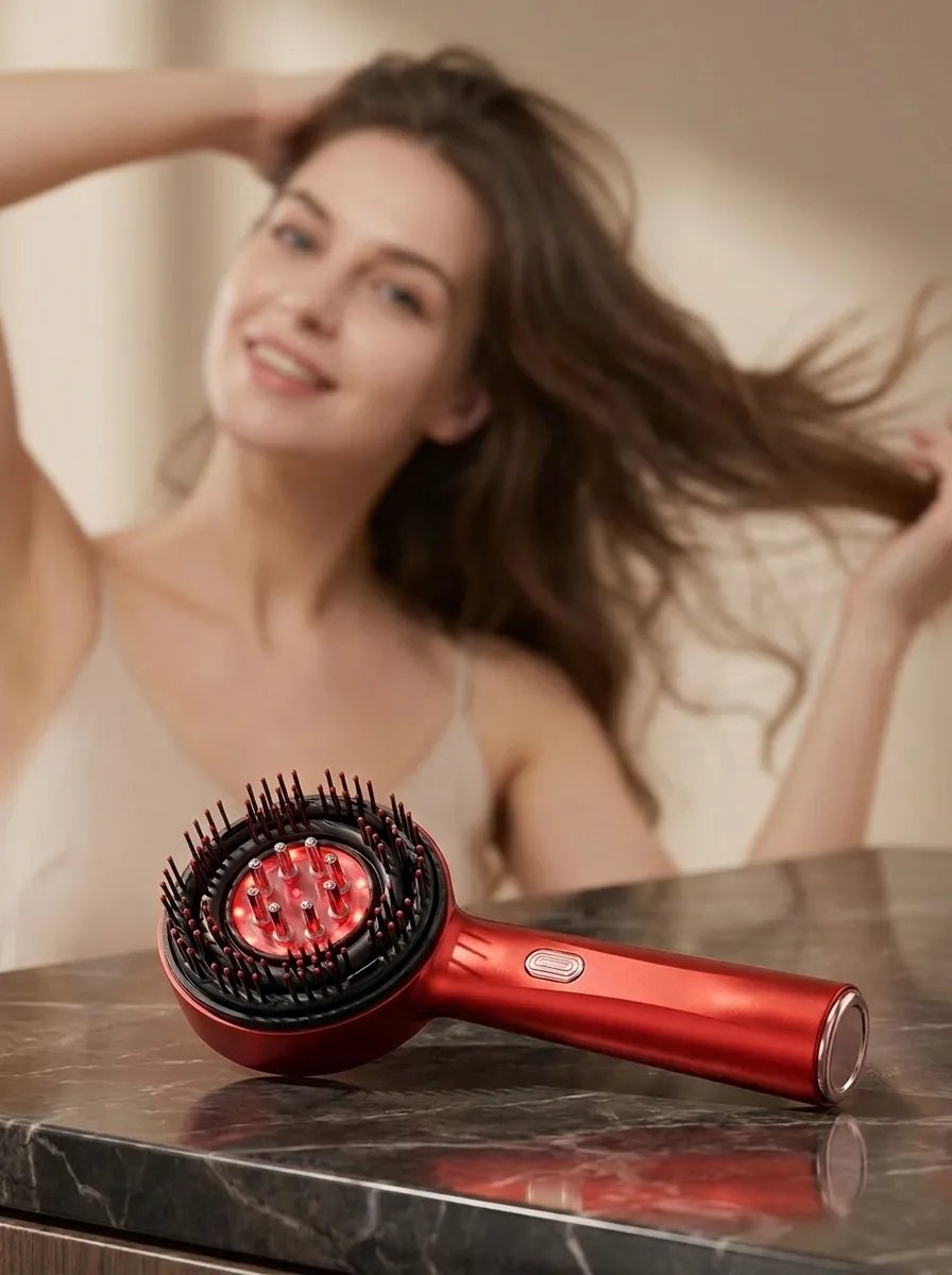 Micro-current and high-frequency vibrations stimulate the scalp