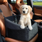 XBwig Small Dog Car Seat for Under 30lbs Dog Booster Seat Detachable Washable Pet Car Seat with Safety Leash and Storage Pockets Black Puppy Travel Bed