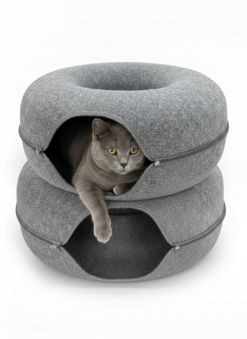 2 Pack Gray 20" Cat Donut Tunnel Bed - Cave Scratch Resistant